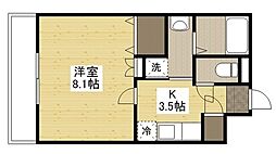 マリベール・ニシハラ 1Kの間取図画像