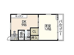 保田ビル 1DKの間取図画像