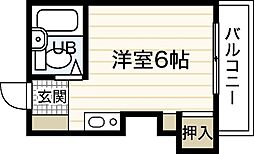 ポエム庚午 ワンルームの間取図画像