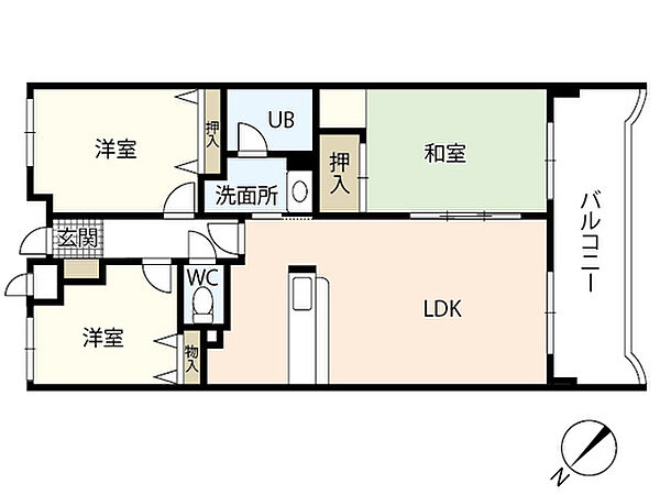 広島県広島市西区古江上2丁目(賃貸マンション3LDK・5階・69.30㎡)の写真 その2