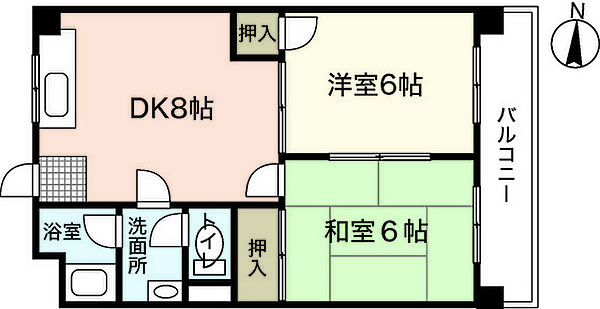 広島県広島市中区羽衣町(賃貸マンション2LDK・3階・43.00㎡)の写真 その2