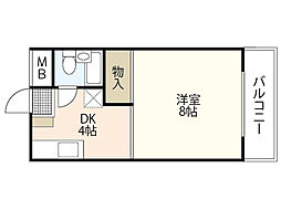 ベルメゾン田方 3階1DKの間取り