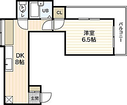第1木本ビル 3階1DKの間取り