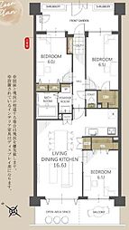 グランシティレイディアントアクアヴィータ 3LDKの間取図画像
