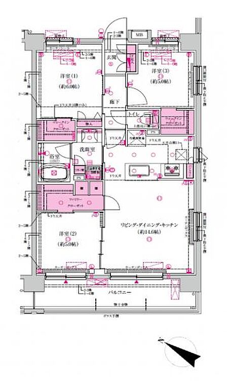 3LDK 間取り