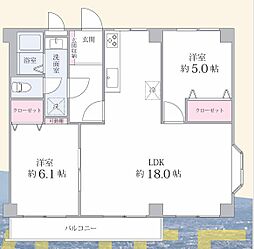ニューライフマンション八王子 2LDKの間取図画像