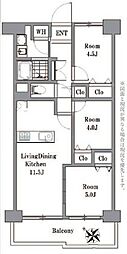 ネオコーポ八王子 3LDKの間取図画像