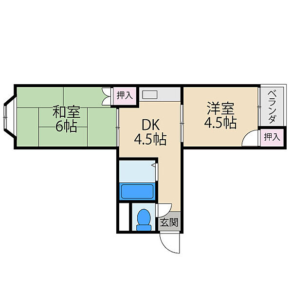 第二松田ハイム ｜大阪府寝屋川市黒原橘町(賃貸マンション2DK・4階・38.00㎡)の写真 その2