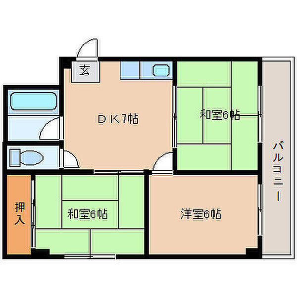 桜木マンション ｜大阪府寝屋川市桜木町(賃貸マンション3DK・2階・48.00㎡)の写真 その2