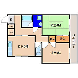 ドミール春日 2DKの間取図画像