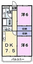 ビューテラス畷B 2DKの間取図画像