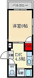 第一前田ハイム 1DKの間取図画像