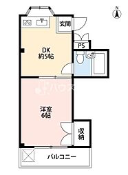 三木マンション 1DKの間取図画像