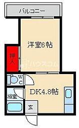 河北ハイツ 1DKの間取図画像