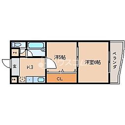 センチュリー香里園 2Kの間取図画像