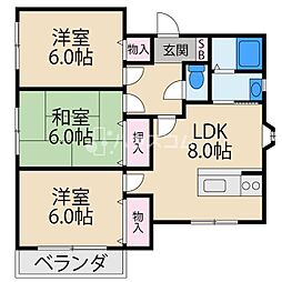寿ハイツ 3LDKの間取図画像