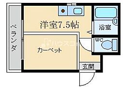 巣本ハイツ ワンルームの間取図画像