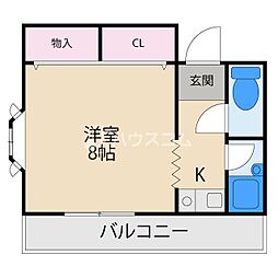 ミナミマンション 1Kの間取図画像