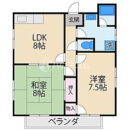 ハイツ仁和寺 2LDKの間取図画像