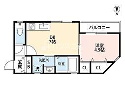 ラ・ピエース本町 1DKの間取図画像