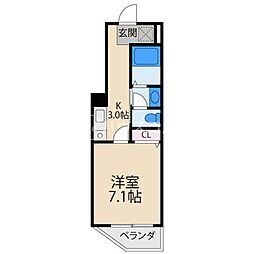 M'PLAZA香里五番館 1Kの間取図画像