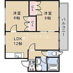 ポポラーレ桜園 2LDKの間取図画像