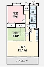 ベレーザ香里園 2LDKの間取図画像