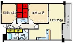 グランドフローラ 2LDKの間取図画像
