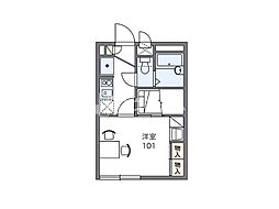 レオパレスミズキ 1Kの間取図画像