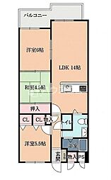 日光ハイツ香里第5 3LDKの間取図画像