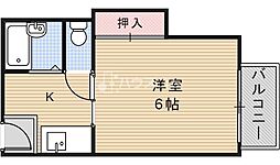平田ハイツ 1Kの間取図画像