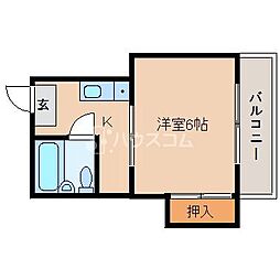 マンション六車 1Kの間取図画像