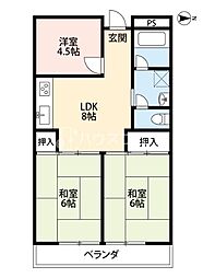 ロイヤルハイツ木村 3LDKの間取図画像