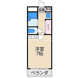 メルベーユ ワンルームの間取図画像