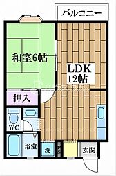 ヴィラ楠公E棟 1LDKの間取図画像