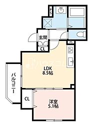 スリール明和1 1LDKの間取図画像