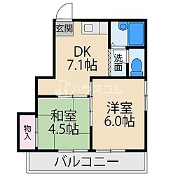 ハイツA2 2DKの間取図画像