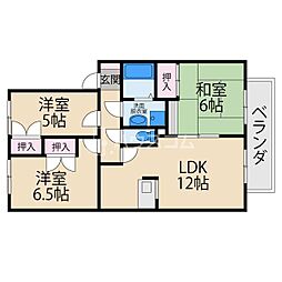 西岡ハイツ2 3LDKの間取図画像