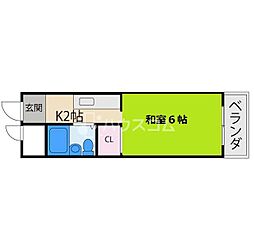 第2三島ハイツ 1Kの間取図画像