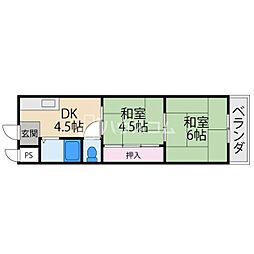 栄光サンプラザ 2DKの間取図画像
