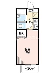 コスモス忍ケ丘 1Kの間取図画像