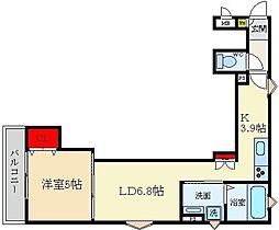 クリエオーレ大利元町 1LDKの間取図画像