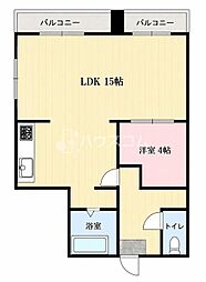 朝日マンション 1LDKの間取図画像
