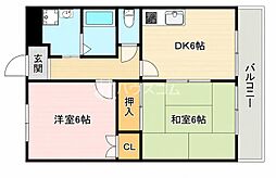アビリティ.K.池菊第五ビル 2DKの間取図画像