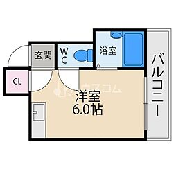 メビウス香里レジデンス ワンルームの間取図画像