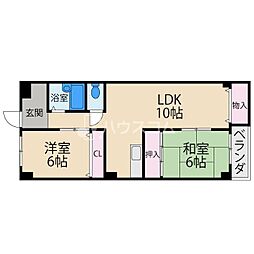 サンプラザ香里 2LDKの間取図画像