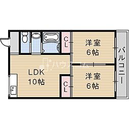 ハイクレスト光善寺 2LDKの間取図画像