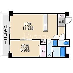 レオン光善寺 1LDKの間取図画像