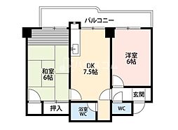 セブンスターマンション香里園 2DKの間取図画像
