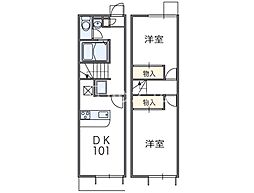 レオパレスクレール 2DKの間取図画像